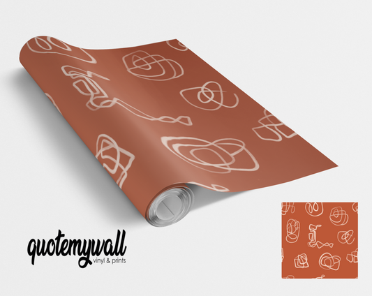 Brown Abstract Doodles Self Adhesive Wrap