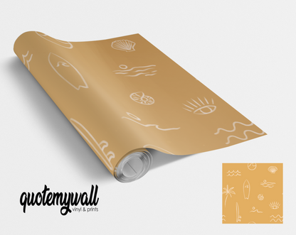 Yellow Surfer Palm Tree Self Adhesive Wrap