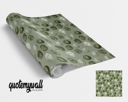 Watercolour Dark Green Blobs Self Adhesive Vinyl