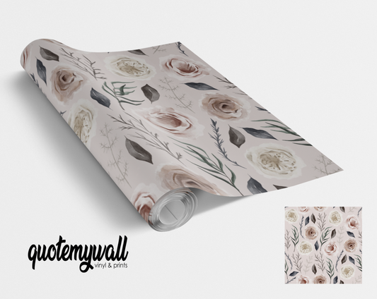 Cream Rose Blooms Vinyl Furniture Sticker