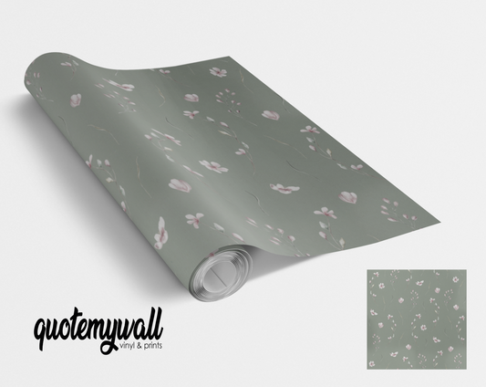 Pale Grey & Blush Sweet Pea Self Adhesive Vinyl