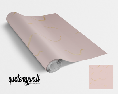 Pale Pink With Gold Squiggles Self Adhesive Vinyl