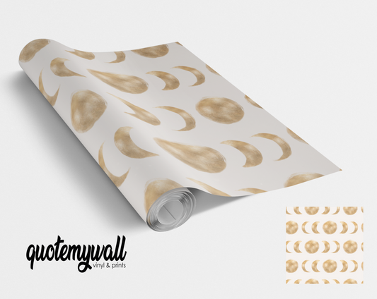 Beige Eclipse Moon Cycle Self Adhesive Vinyl Wrap