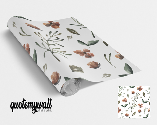 Mini Brown Flowers & Foliage Vinyl Furniture Wrap