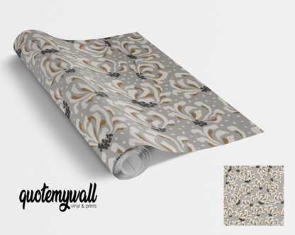 Taupe Leaf Blooms Self Adhesive Vinyl