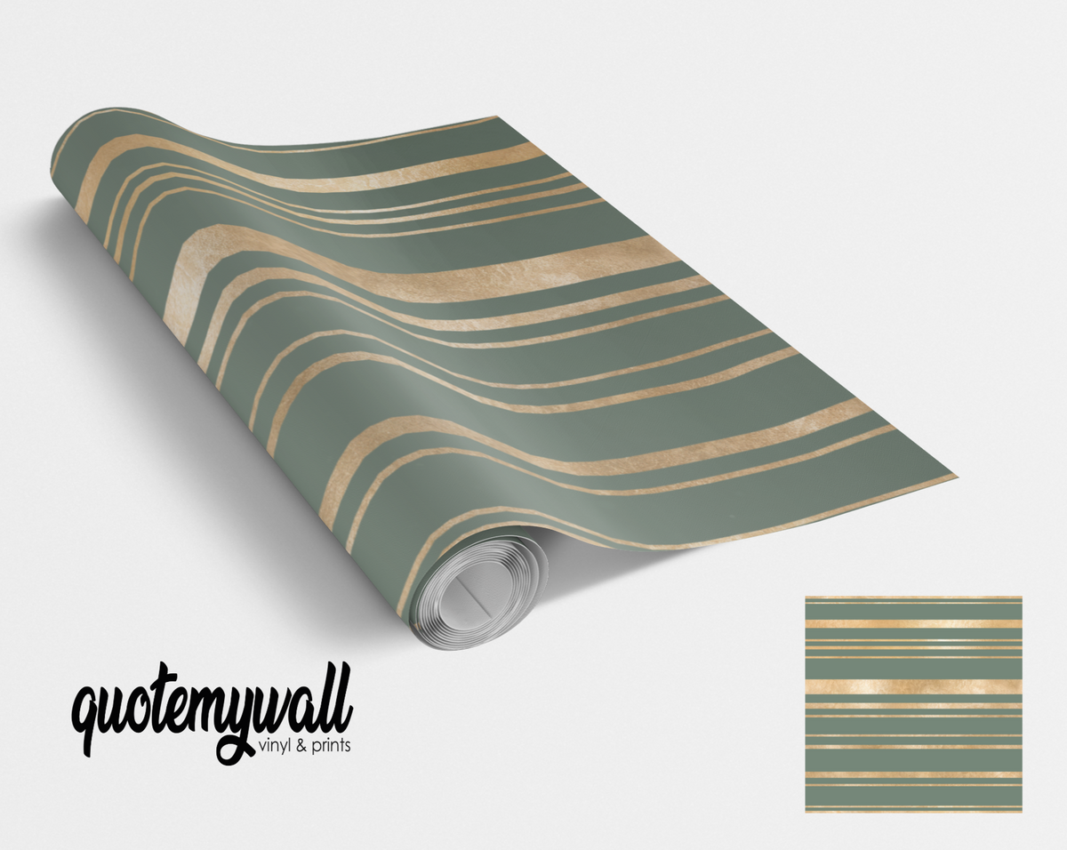 Sage Green Golden Stripes Self Adhesive Vinyl