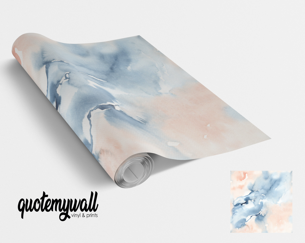 Baby Blue/Pink Watercolour Marble Vinyl Furniture Wrap