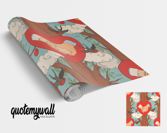 Holding Hands Friendship Heart Vinyl Furniture Wrap