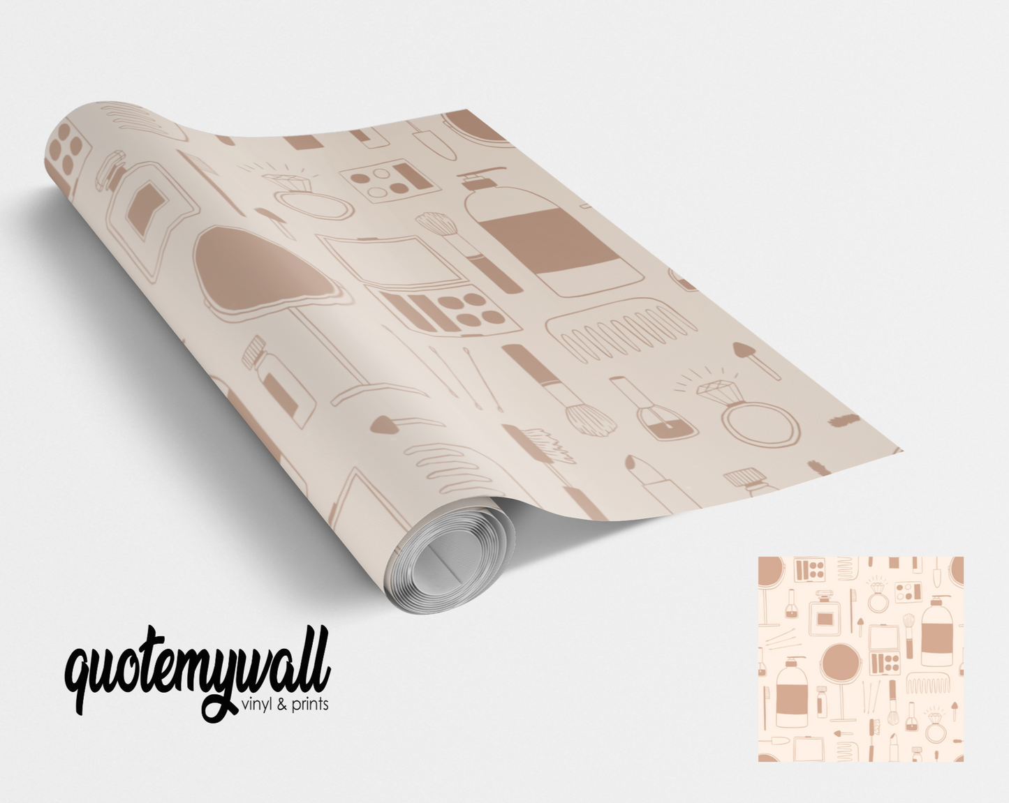 Taupe Make Up Outline Silhouette Vinyl Furniture Wrap