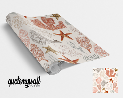 Seaside Coral Shells Starfish Self Adhesive Vinyl