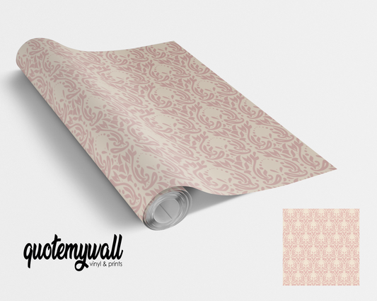 Dusty Pink Damask Pattern Self Adhesive Vinyl