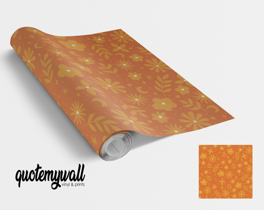 Orange Yellow Moon Flower Doodle Vinyl Furniture Wrap