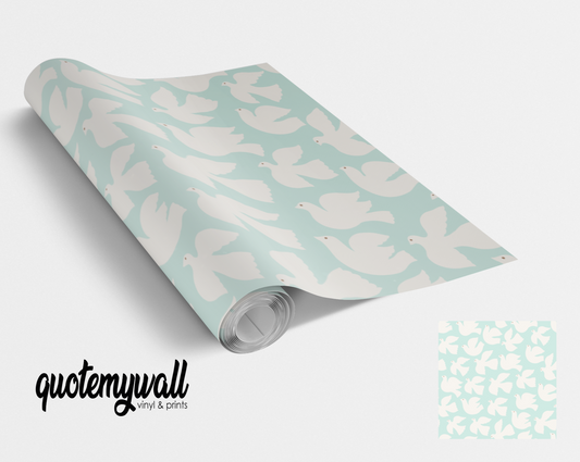 Baby Blue White Doves Self Adhesive Vinyl