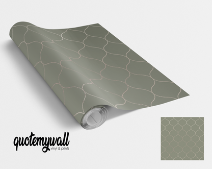 Khaki Green Fine Line Bauble Pattern Lines Self Adhesive Vinyl