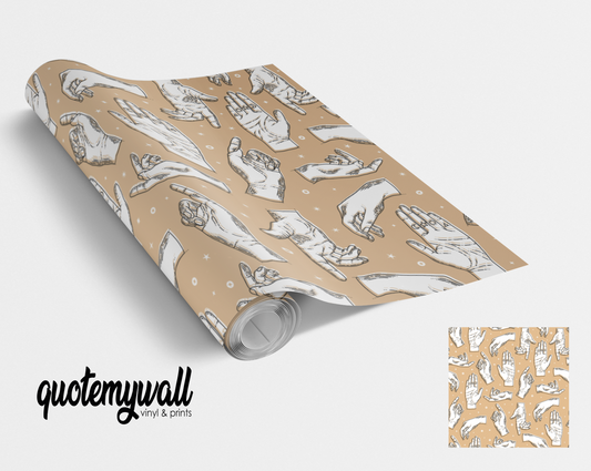 Cream Hands Palms Symbols Signs Vinyl Furniture Wrap