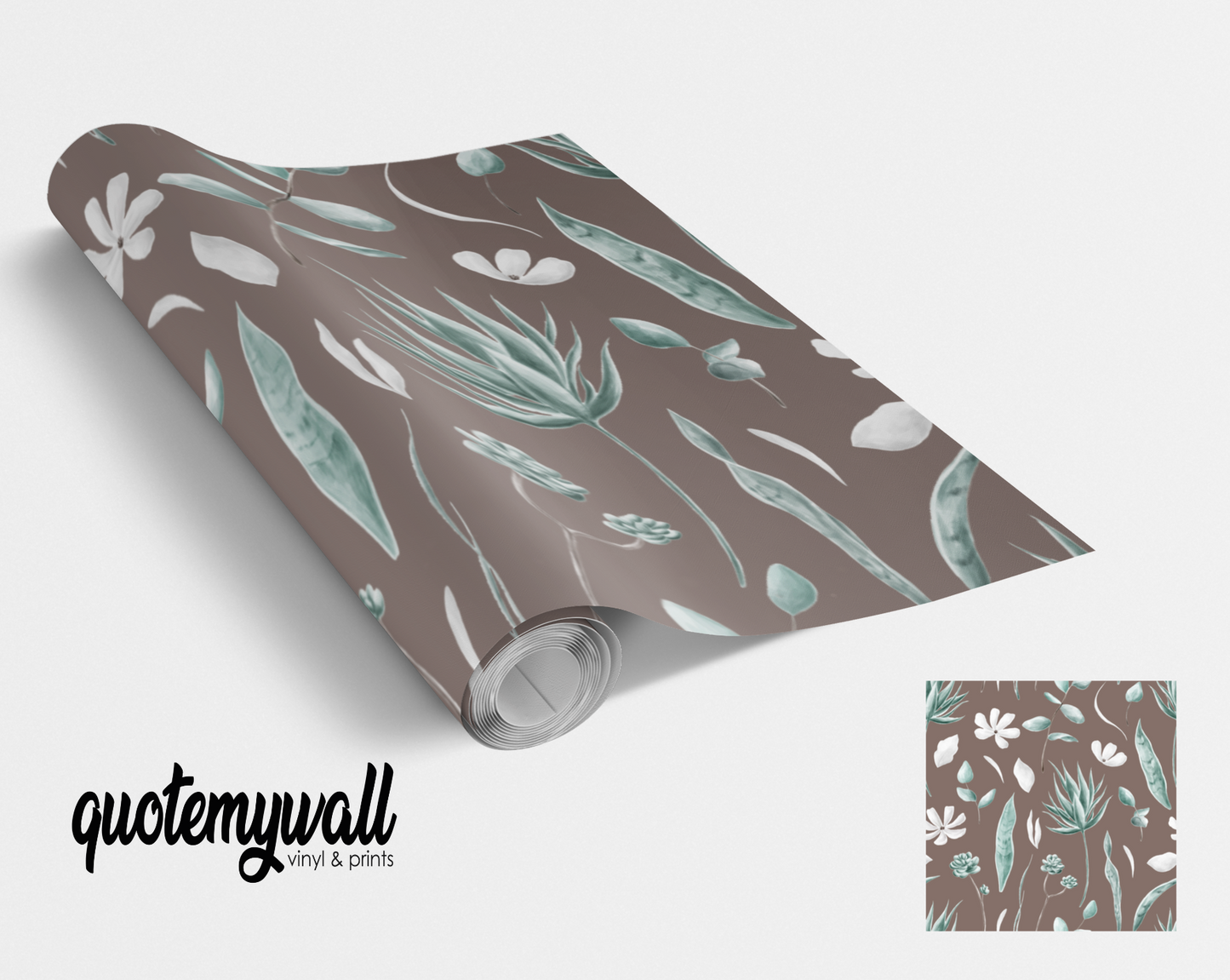 Brown Teal Plants Self Adhesive Vinyl