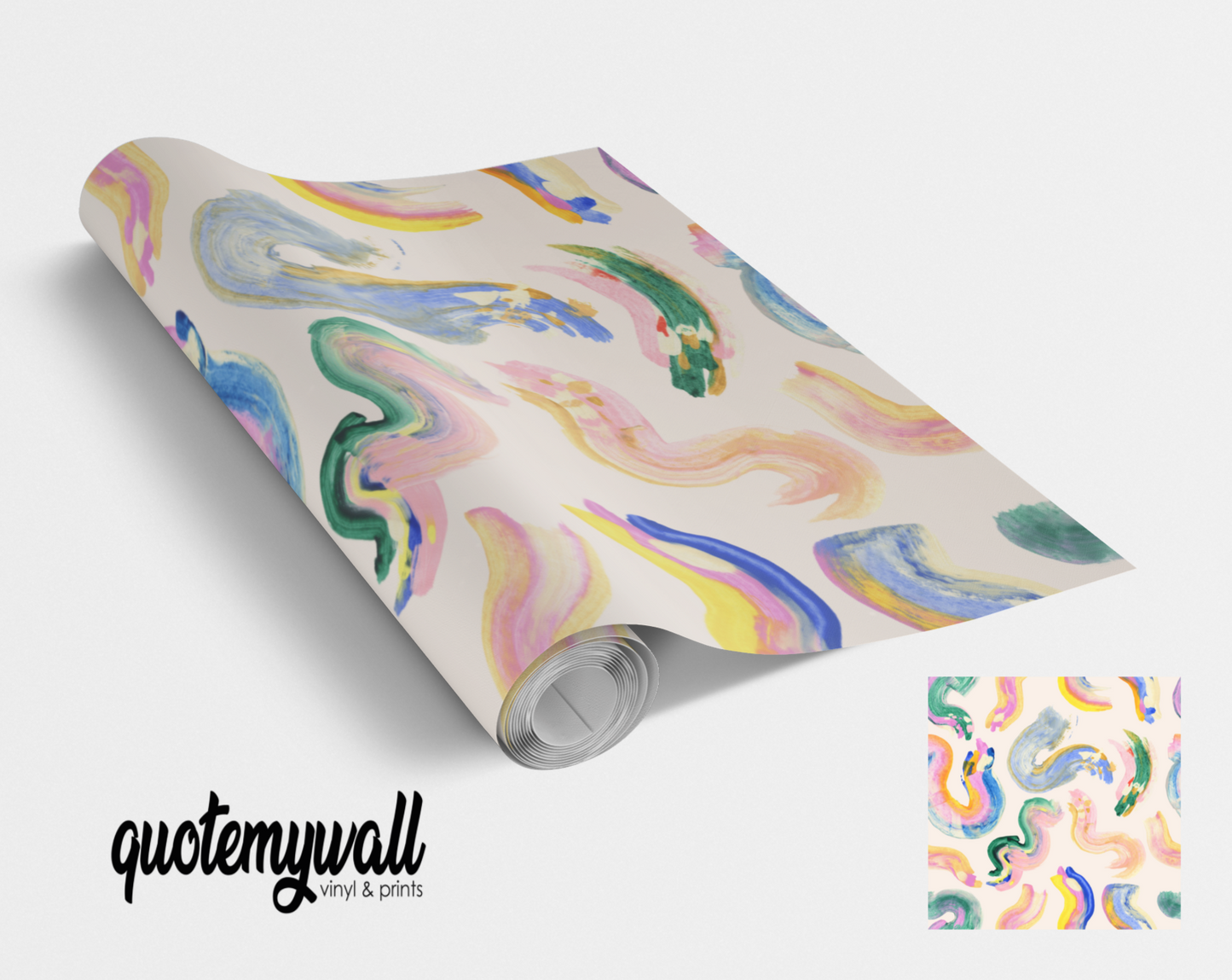 Multi Colour Watercolour Brush Swirls Self Adhesive Vinyl