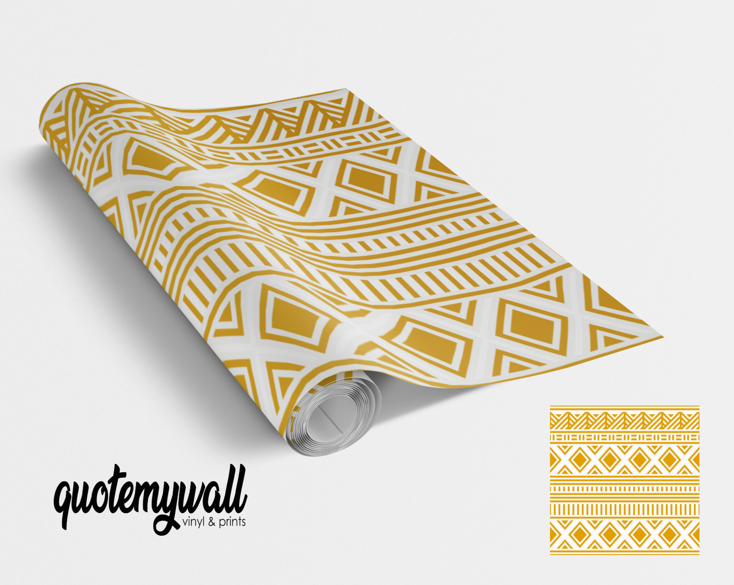 Mustard Yellow Geometric Pattern Self Adhesive Vinyl