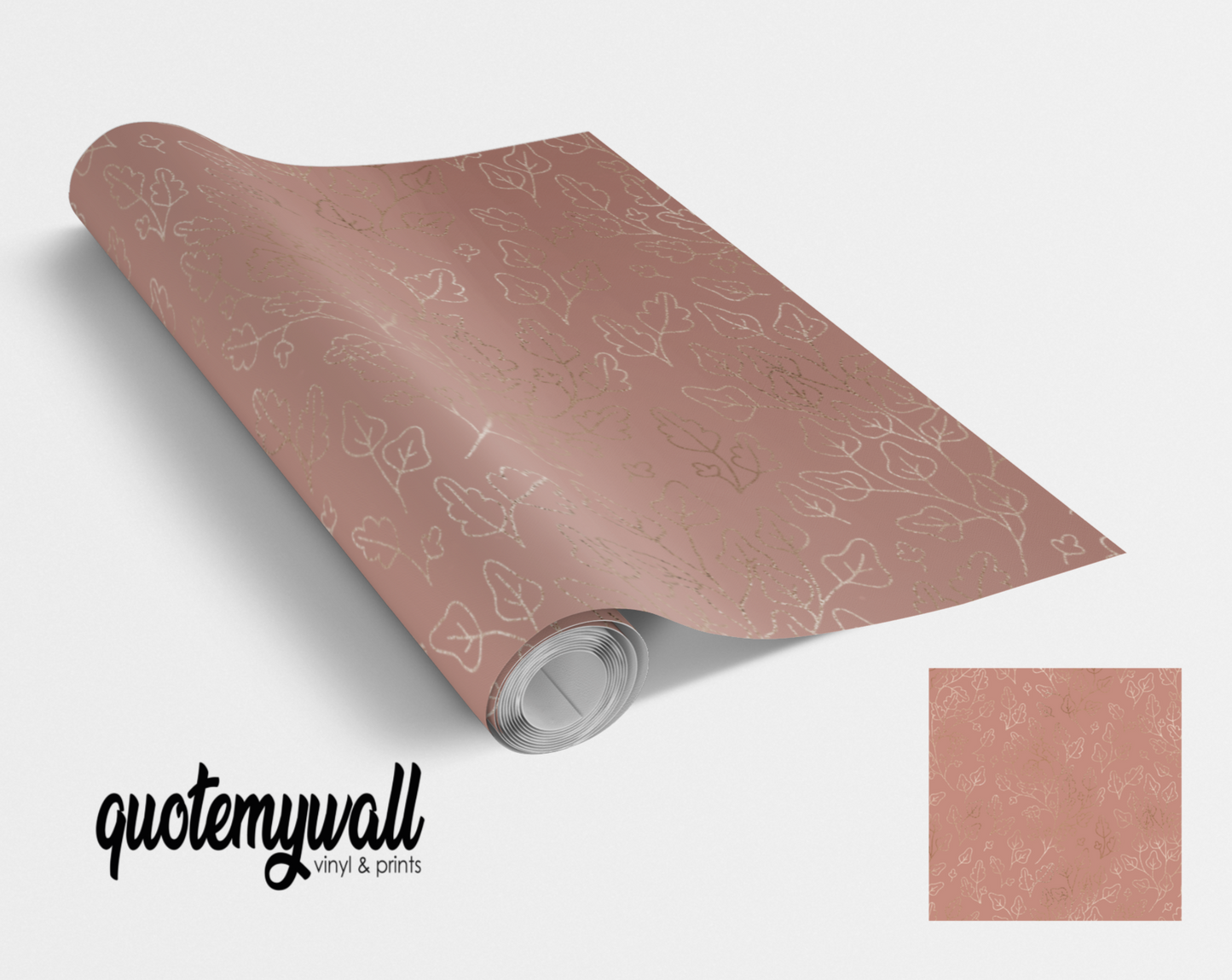 Blush Gold Tiny Leaves Leaf Vines Self Adhesive Vinyl