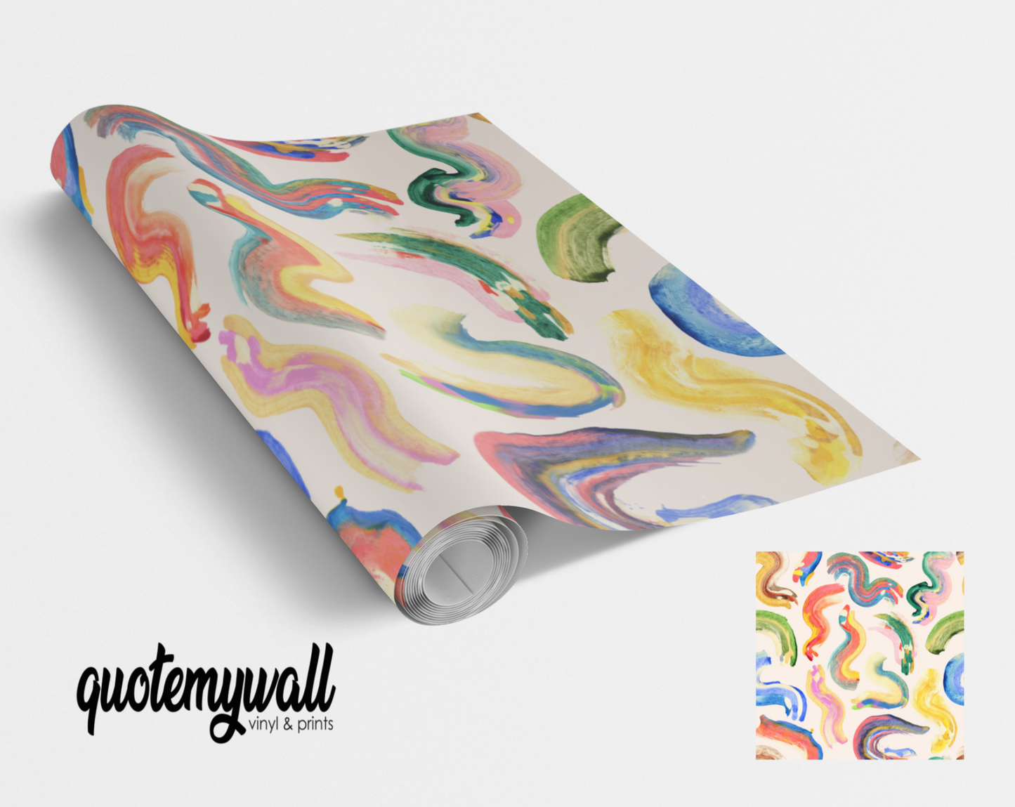 Multi Colour Squiggle Brush Stroke Swirls Self Adhesive Wrap