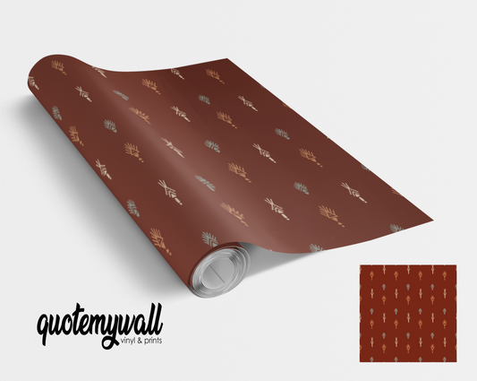 Brown Aztec Design Self Adhesive Vinyl