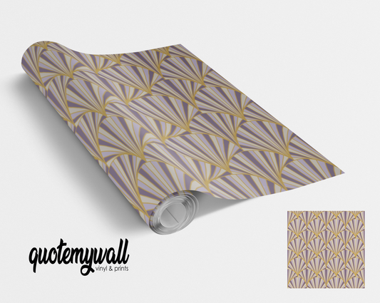 Fanned Grey & Yellow Art Deco Design Self Adhesive Vinyl