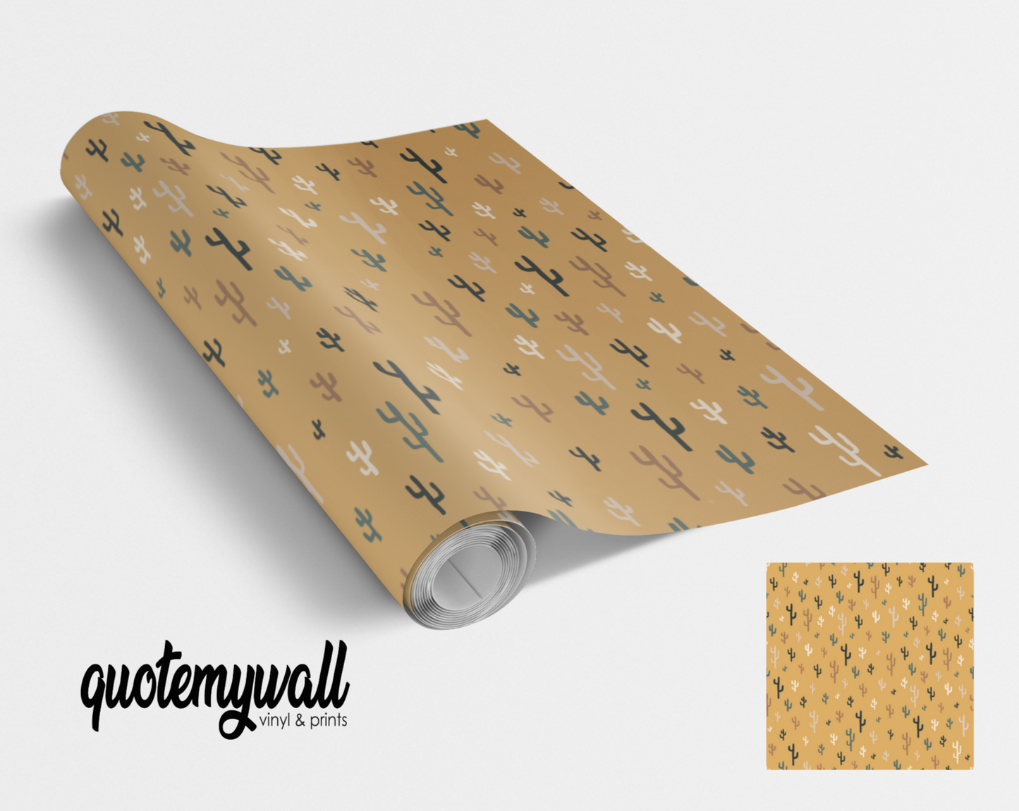 Yellow Cactus Pattern Vinyl Furniture Wrap