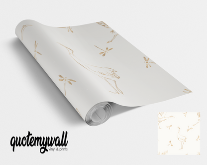 Crane Dragonfly Beige Self Adhesive Vinyl