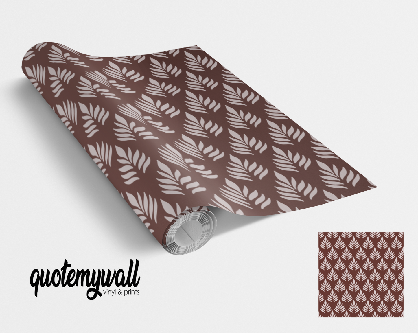 Brown & White Fern Leaf Pattern Vinyl Furniture Wrap