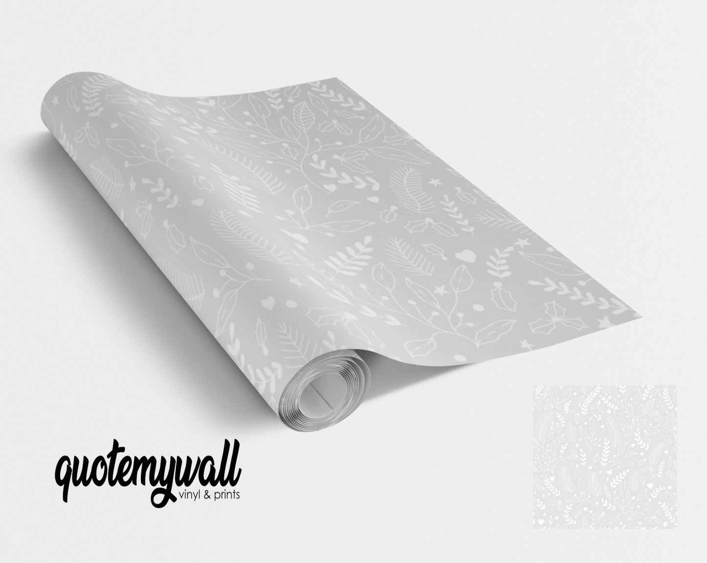 Grey Outline Holly Berries Vinyl Furniture Sticker