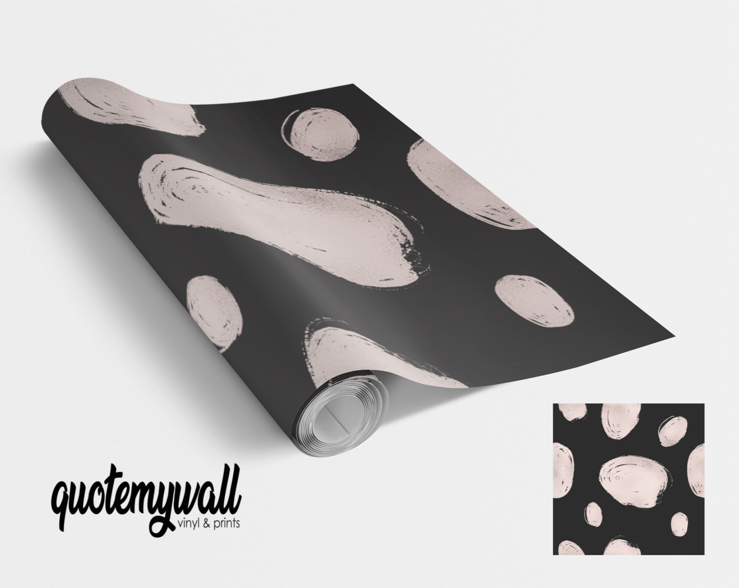 Large Hand drawn Black & Blush spots Self Adhesive Vinyl