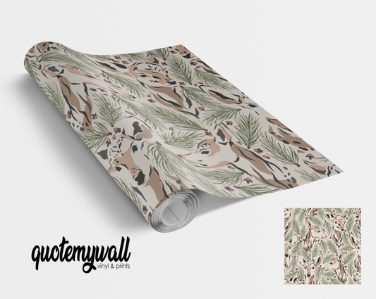 Wild Deer Fir Branches Self Adhesive Vinyl