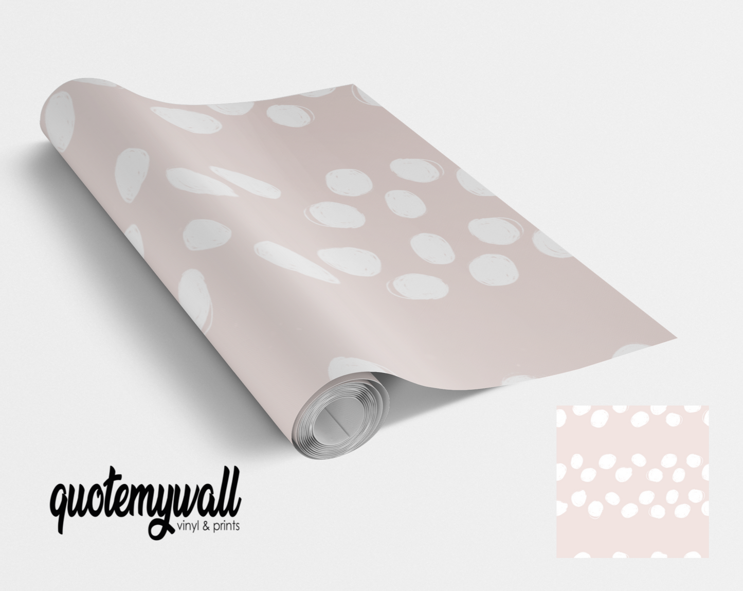 Pale Pink & White Spotty Lines Vinyl Furniture Wrap