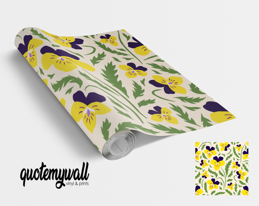 Violet & Yellow Pansy Flowers Vinyl Furniture Wrap