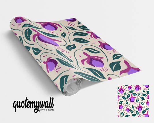 Violet Fuchsia Flowers Vinyl Furniture Sticker