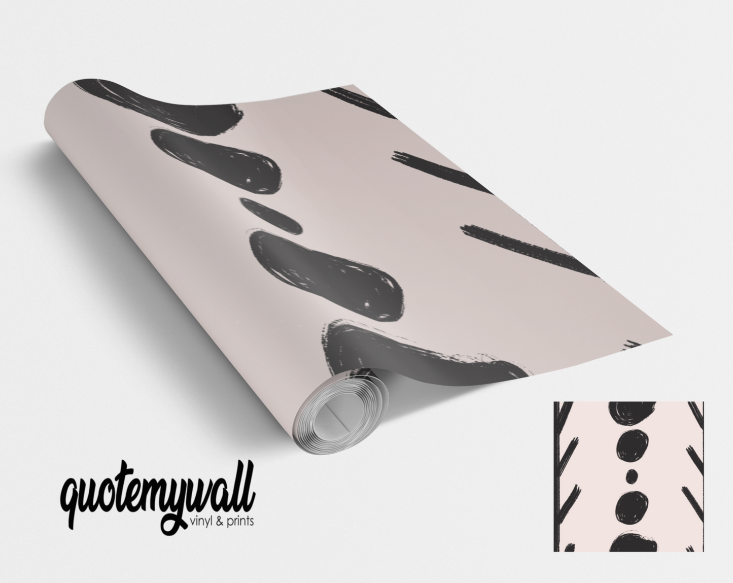 Dusky Pink & Black Spots/Arrows Self Adhesive Vinyl