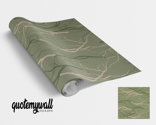Sage Green Branches Self Adhesive Vinyl