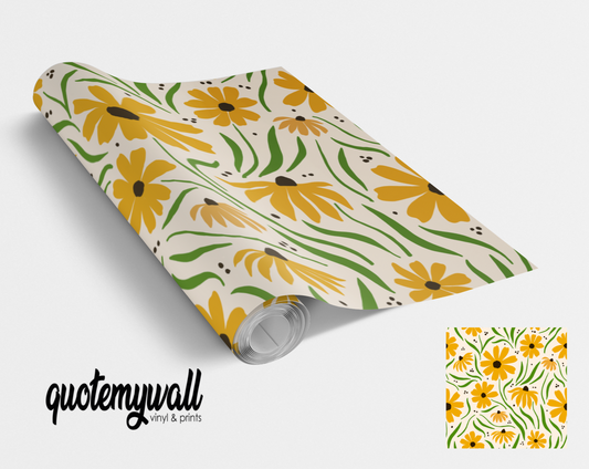 Yellow Daisy Flowers Self Adhesive Vinyl