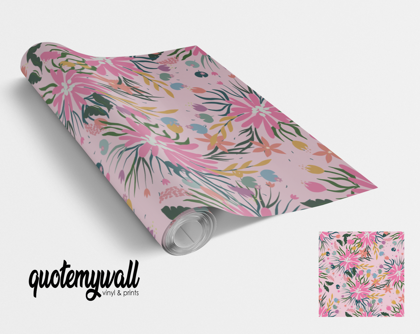 Baby Pink Floral Spray Vinyl Furniture Sticker
