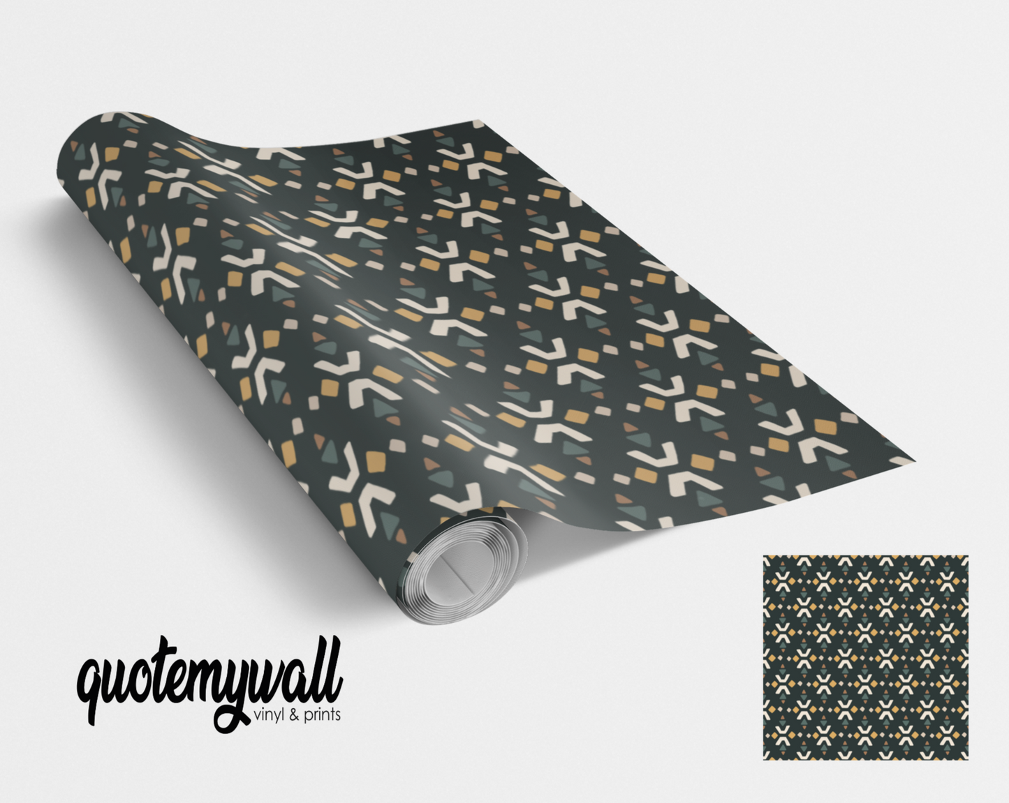 Dark Green Abstract Pattern Self Adhesive Vinyl