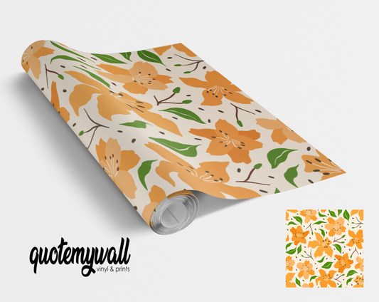 Orange Clematis Flowers Vinyl Furniture Wrap