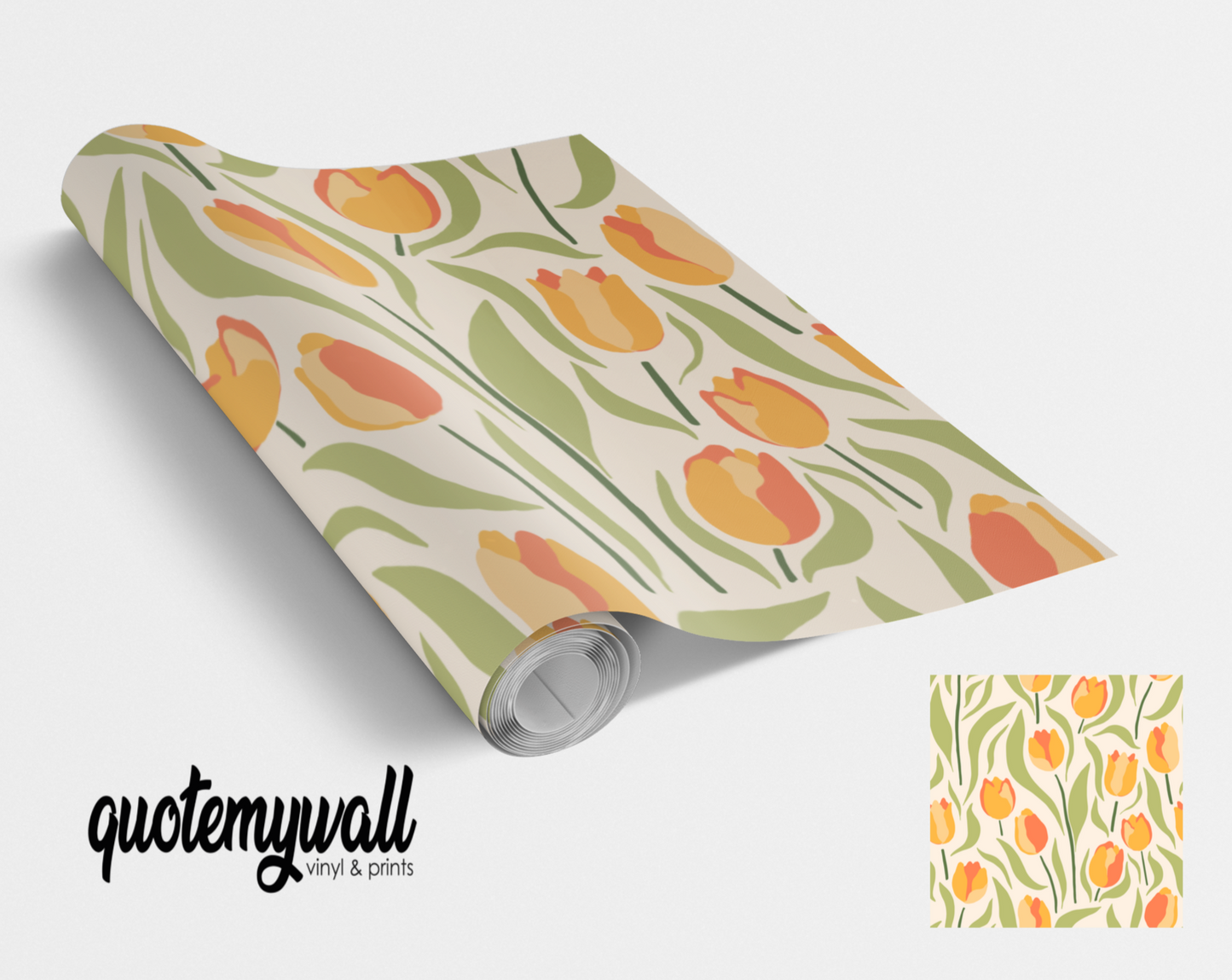 Orange Tulips Floral Vinyl Furniture Sticker
