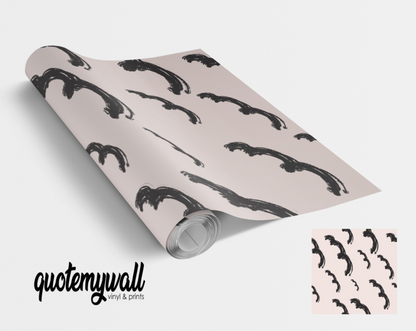 Black Doodle Squiggles Lines Self Adhesive Vinyl