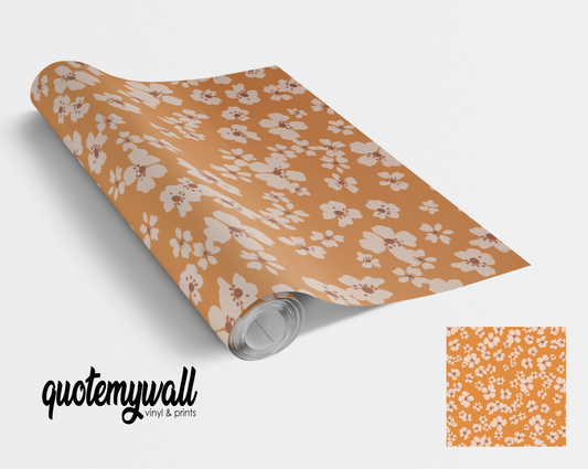 Orange/White  Mini Flower Petals Self Adhesive Vinyl