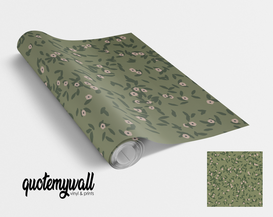 Sage Green Mini Flower Buds Vinyl Furniture Wrap