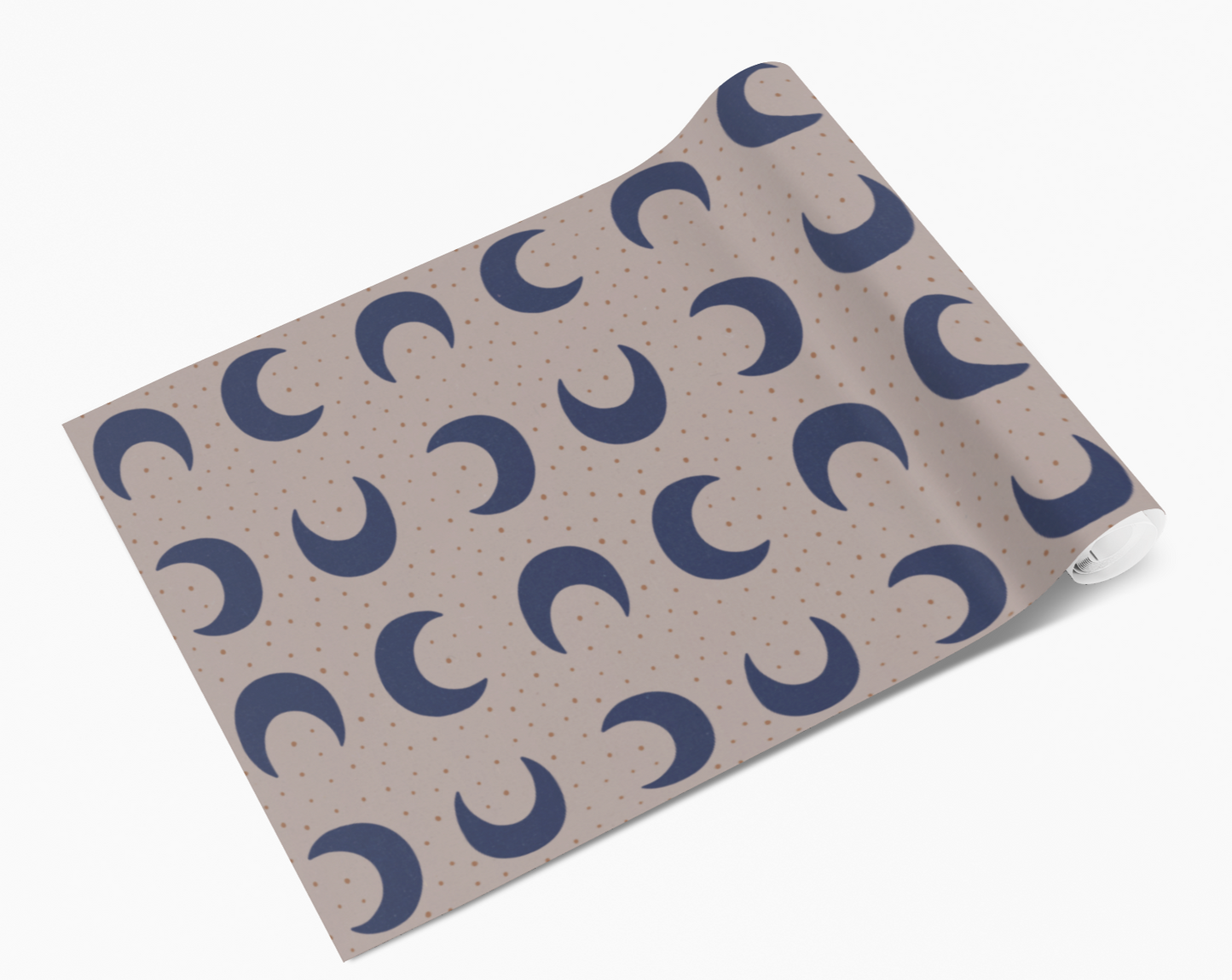 Beige/Navy Moon Crescents Circles Self Adhesive Vinyl