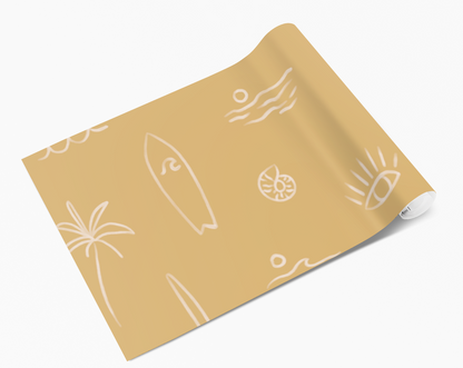 Yellow Surfer Palm Tree Self Adhesive Wrap