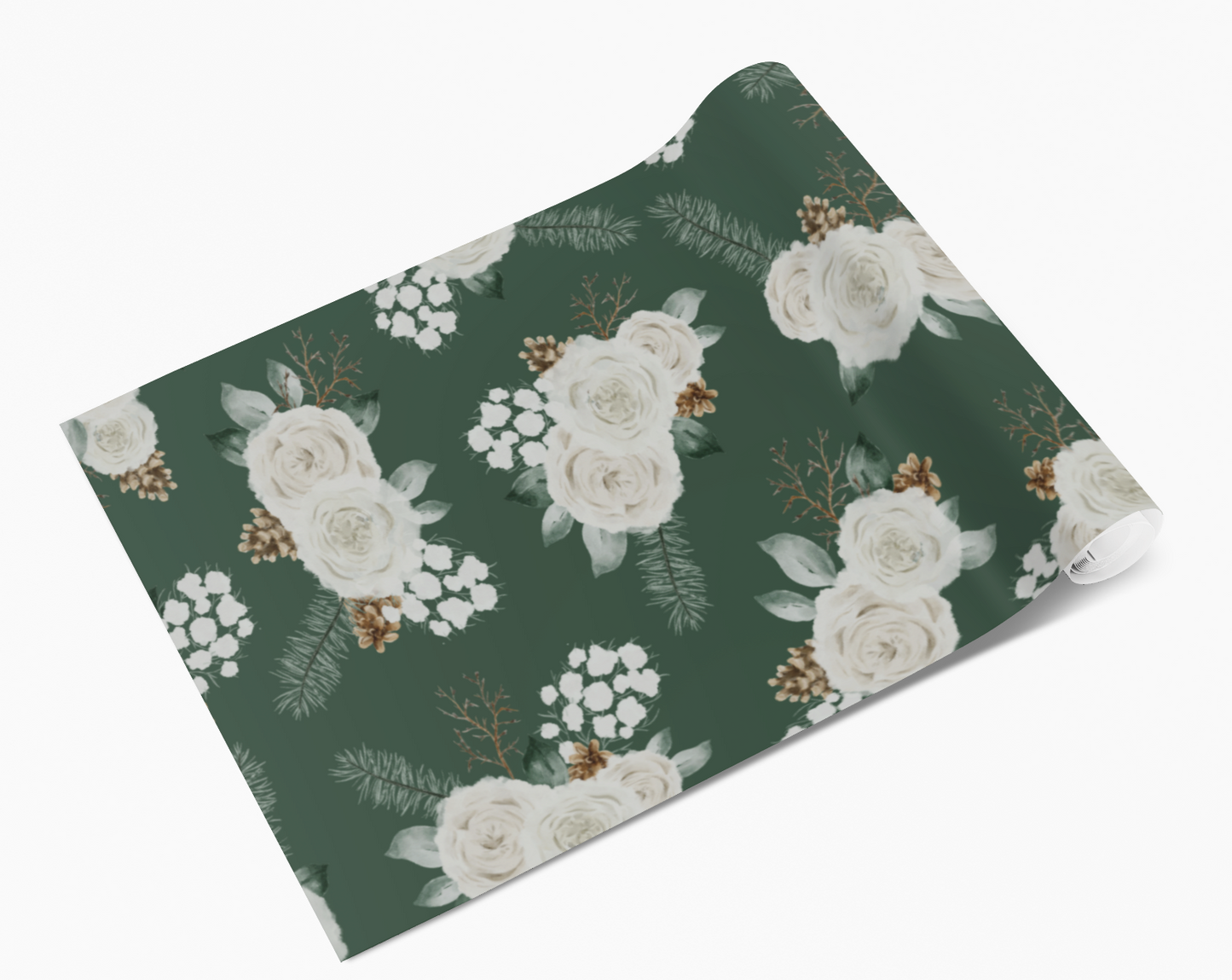 Forest Green & Cream Winter Rose Posy Self Adhesive Vinyl