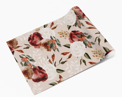 Vintage Blush Hand Painted Winter Roses Vinyl Furniture Sticker