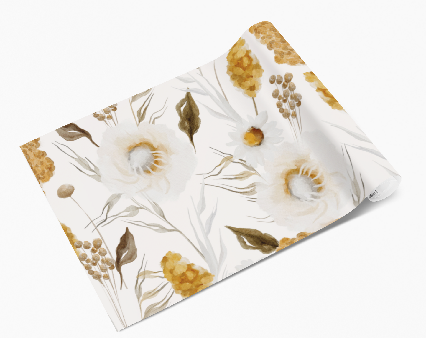 Mustard Delphinium Cotton Flowers Self Adhesive Vinyl